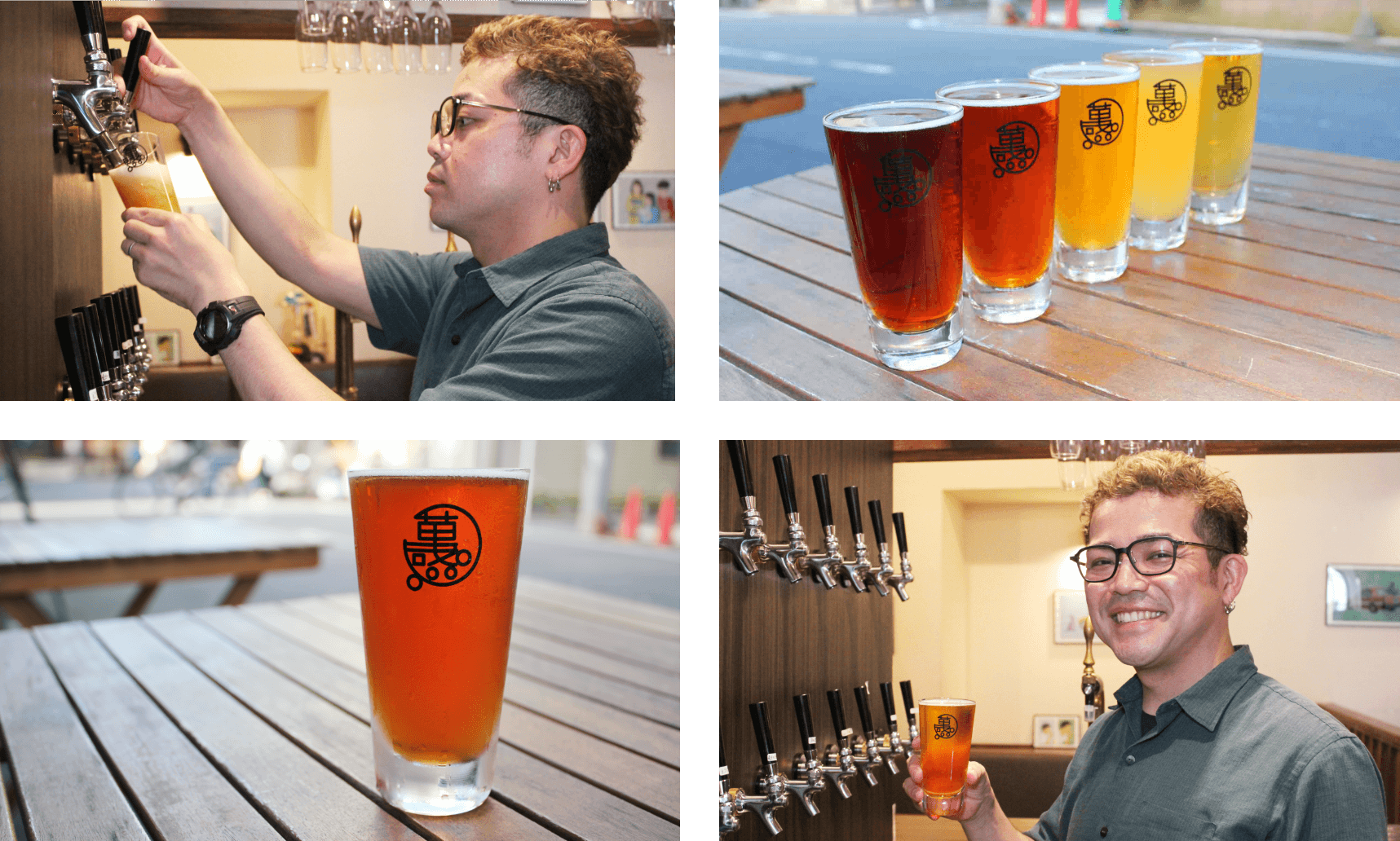 萬感店主とビールの写真